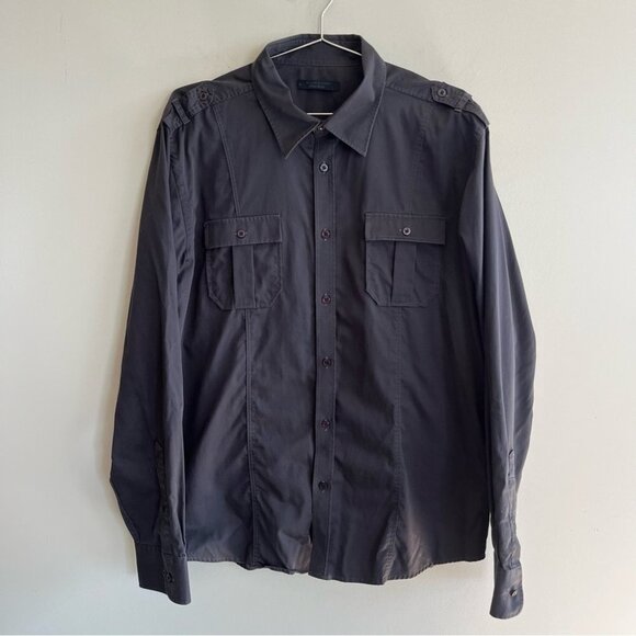 Jack & Jones Long Sleeve Button Down  Grey Shirt - Picture 1 of 9